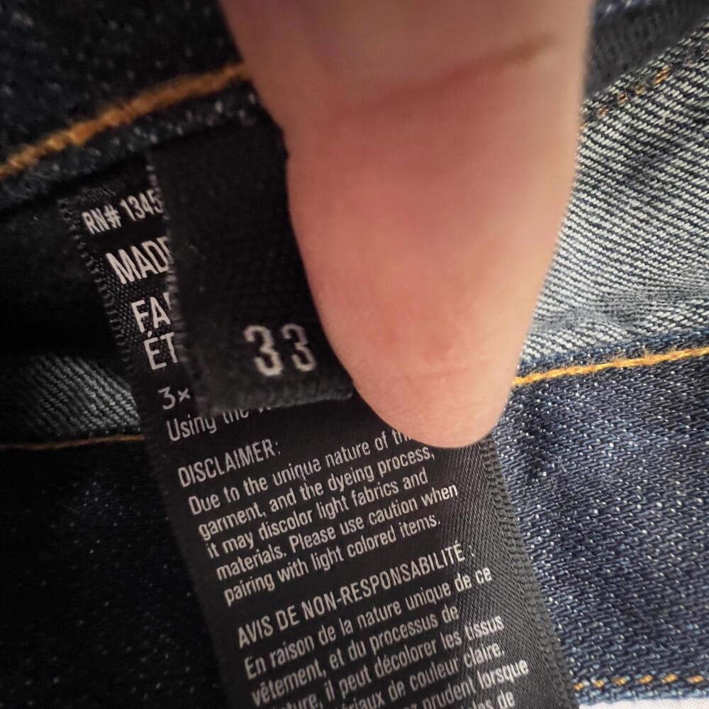 3x1 Dark Blue Cotton Straight Leg Denim Jeans with Button Fly - Size‎ 33 Waist - Picture 4 of 9